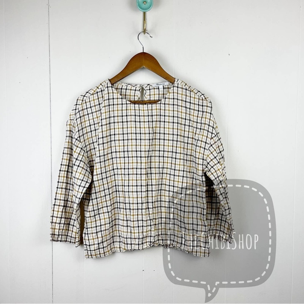 Madewell Boxy Tee Top in Houndstooth Blouse sz Small